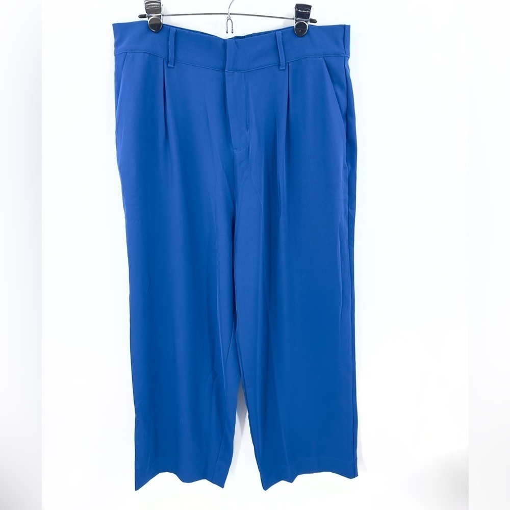 Summersalt Wide Leg Pants Womens Large Pleated High Rise Pockets Boho Sapphire